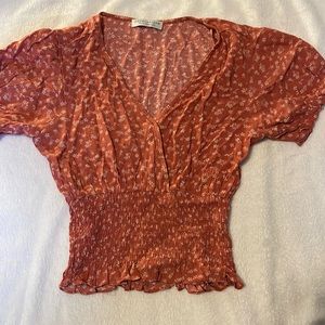 Cropped pink Flower top